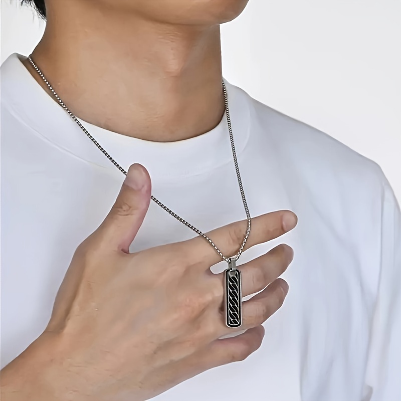 Personalized Men's Enamel Necklace with Charming, Customizable Engraving